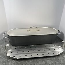 Calphalon Commercial Hard-Anodized Fish Poacher w Lid & Steamer Insert G 1420 HC picture