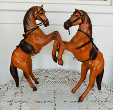 Vintage Leather Wrapped Horse Statue Figure 16x14