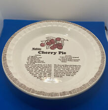 Watkins 11” Ceramic CHERRY PIE Plate Deep Dish w/Recipe #6294 Oven Safe Vintage picture