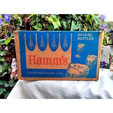 Vintage Hamm's Beer Box 24 12 Oz Bottles Blue Brown Flip Top Box EMPTY 1960s picture
