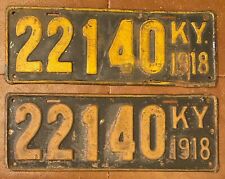 Kentucky 1918 License Plate PAIR - NICE QUALITY # 22140 picture
