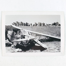 Piper Cub Airplane Crash Photo 1940s Crashed Plane Accident Disaster CA A1578 picture