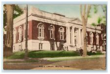 Public Library Building Bristol Connecticut CT Handcolored Unposted Postcard picture
