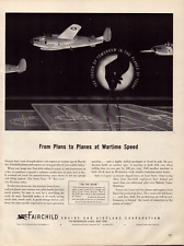 1943 Fairchild Engine & Airplane Print Ad Plans to Planes at Wartime Speed WWII picture