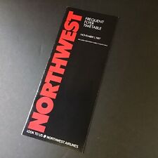 NORTHWEST AIRLINES Timetable November 1, 1987 - Excellant NOS picture