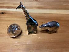 Vintage Dansk Silverplate Bear, Giraffe, And Pig Paperweights picture