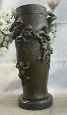 Continental Art Nouveau Bronze Vase Hand Made Urn Collector Edition Artwork picture