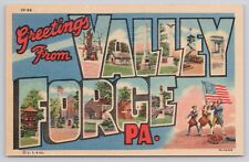 Greetings From Valley Forge PA Pennsylvania Large Letter Vintage 1937 Postcard picture