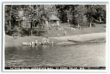 c1940's Bathing Beach Interstate Park St. Croix Falls WI RPPC Photo Postcard picture