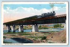 1916 Union Pacific System Locomotive Bridge Fort Steele Wyoming Antique Postcard picture