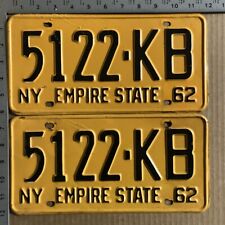 1962 1963 New York license plate pair 5122 KB YOM DMV Kings Brooklyn NYC 9713 picture