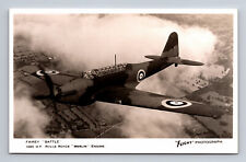 RPPC RAF Fairey Battle Light Bomber FLIGHT Photograph Postcard picture