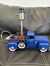 RARE Pottery Barn Classic Blue Vintage Ford Style Pick Up Truck Metal Table Lamp picture
