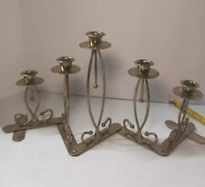 Vintage Brass Expandable Candelabra Taper Candlesticks 9.5x25 Industrial  picture