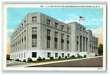 c1930's U.S Post Office Government Building Street View Asheville NC Postcard picture