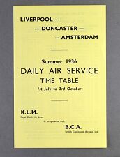 BRITISH CONTINENTAL AIRWAYS & KLM AIRLINE TIMETABLE SUMMER 1936  picture