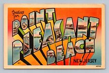 Greetings From Point Pleasant Beach New Jersey Large Letter Postcard Linen picture