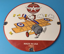 Vintage Flying A Gasoline Sign - Snoopy Sign - Service Gas Pump Porcelain Sign picture