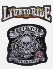 LIVE TO RIDE LUCKY SEVEN  30 CM JACKET BACK IRON ON EMBROIDERED 2 PCS SET picture