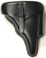 WWII GERMAN WALTHER P38 PISTOL HARD SHELL HOLSTER- BLACK LEATHER picture