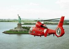HH-65A Dolphin Coast Guard Air Station Brooklyn flies by Statue of Liberty-Photo picture