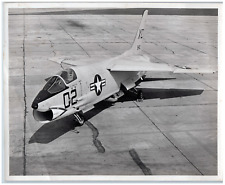 1957 Official US Navy Photo F8U-1 on the line at NASAC Naval Jet B&W 8