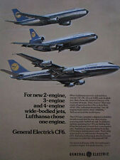 7/1975 PUB GENERAL ELECTRIC CF6 ENGINE AIRBUS A300 DC-10 BOING 747 LUFTHANSA AD picture
