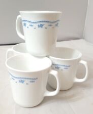 Lot Of 4 Vintage Corning Blue Morning D Handle Set Of Four Coffee Mugs GUC picture