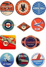 Vintage Style Airline Travel Suitcase Luggage Labels Set Of 11 vinyl stickers picture