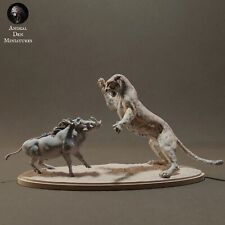 breyer Size animal Leopard Vs Warthog Res ready to paint Resin 1/6 Scale picture