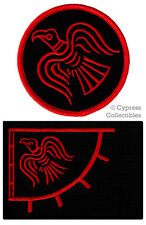 LOT of 2 ODIN RAVEN BANNER FLAG PATCH iron-on VIKING EMBLEM embroidered RED picture