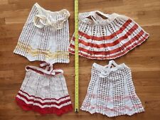 Lot of 4  Small Vintage Half Aprons Cotton Crocheted Crochet  picture