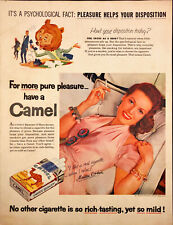 1955 Camel Cigarettes Print Ad Maureen O'Hara Laying Down on Bed Smoking picture