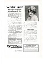 Pepsodent Toothpaste Print Ad 1924 Whiter Teeth Smiling Woman picture
