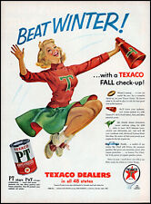 1955 Pinup Girl Cheerleader upskirt Texaco Dealers gas retro art print ad LA42 picture
