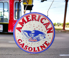 AMERICAN GASOLINE  PORCELAIN ENAMEL  SIGN  48 INCHES 4 FEET  DSP picture