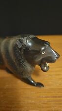 Vintage Carved Black Horn Sculpture Panther Tiger picture