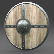 Designer Battle-Ready Antique Wooden Shield Heavy Metal Fittings shield Handmade picture