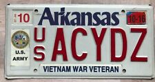 Arkansas 2016 Vietnam War Veteran US Army License Plate ACYDZ picture