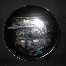 1960s Vtg MCM Kitsch Niagara Falls Hand Painted Black Bowl Melamine 8 x 2 in picture