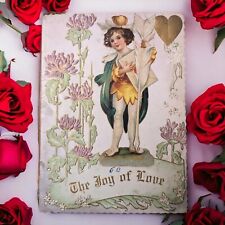Antique Valentine's Love Declaration Card Booklet Embossed Illustrated 1900s picture