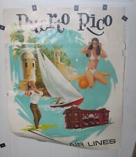 VTG Delta Air Lines Puerto Rico Poster Original Sweney USA 28X22
