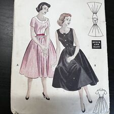 Vintage 1950s Butterick 6878 Gathered Full Skirt Dress Sewing Pattern 15 CUT picture