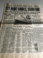 April 16, 1912 reprint Newspaper SINKING OF TITANIC, incredible content Replica picture
