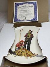 VERY RARE Norman Rockwell Plate “Grandpa and Me Raking Leaves” W CoA #A0085 picture