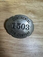 Vintage Continental Gin Company Employee Badge 1503 Pin Back picture
