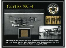 Curtiss NC-4 Genuine Piece of Original Fabric on a Dazzling Certificate picture