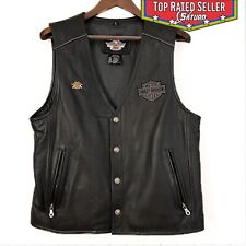 Harley Davidson - Premium Leather Motorcycle Vest - Size Large - Rare Version picture