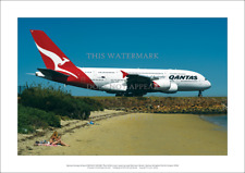 Qantas Airbus A380 A3 Art Print - Departing Sydney Airport – 42 x 29 cm Poster picture