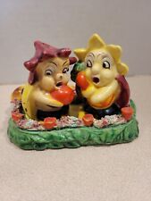 Rare Anthropomorphic Vintage Bug Salt And Pepper Shakers On Ceramic Tray picture